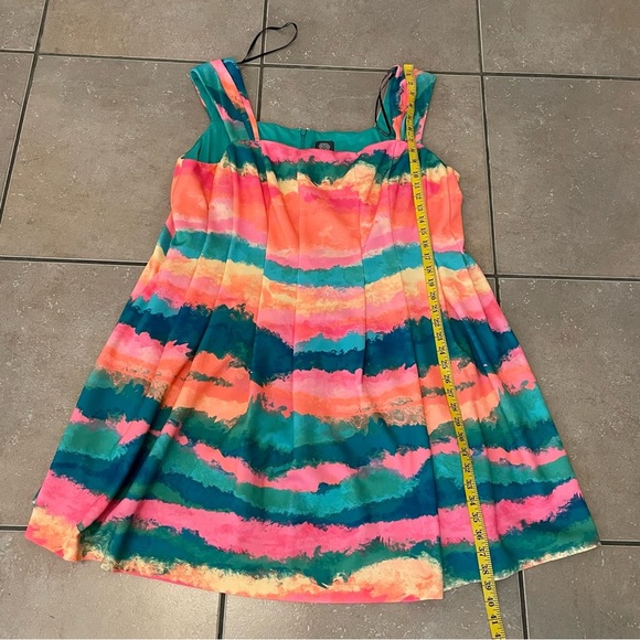 NEW Vince Camuto Plus Size 24W Square Neck Cap Sleeve Fit Flare Dress Pockets - Picture 7 of 8